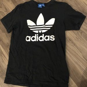 Black and white adidas trefoil tee shirt